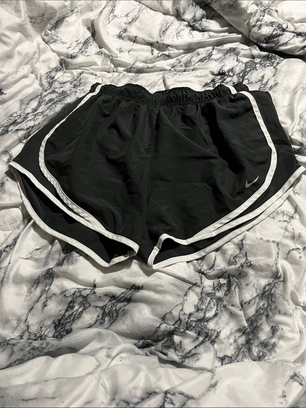 Nike Black Athletic Shorts with White Piping